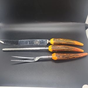 Crown Crest Stainless Steel Sheffield England 3 Piece Craving Set.